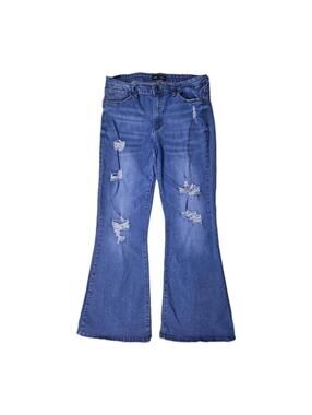 Almost Famous - Blue Distressed Flared Bottom Jeans - Womens Sz 13